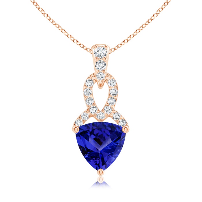 6mm AAAA Trillion Tanzanite Dangle Pendant with Diamond Accents in Rose Gold 