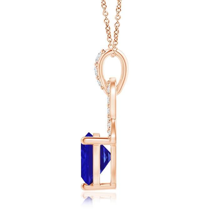 6mm AAAA Trillion Tanzanite Dangle Pendant with Diamond Accents in Rose Gold product image