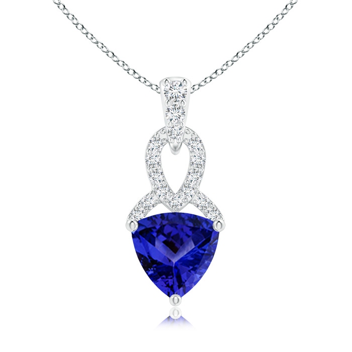 6mm AAAA Trillion Tanzanite Dangle Pendant with Diamond Accents in White Gold