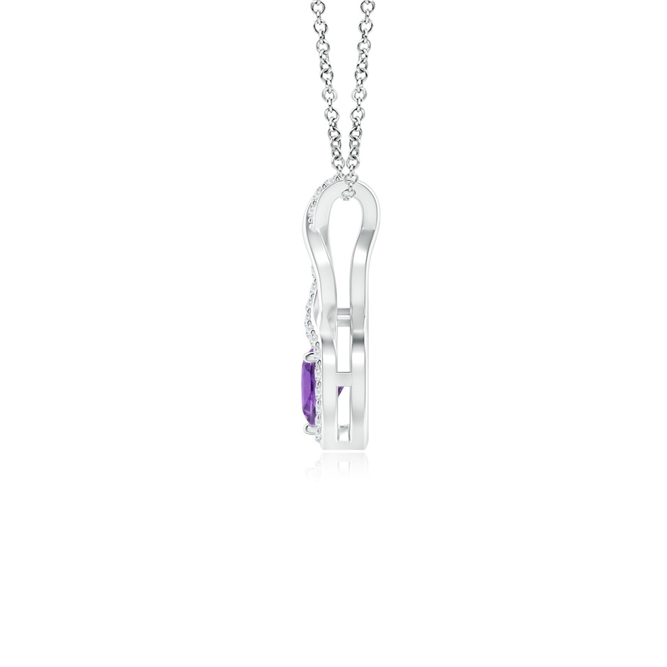 4mm AA Heart-Shaped Amethyst Infinity Pendant with Diamond Accents in White Gold side 199