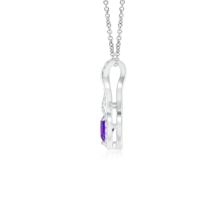 4mm AAAA Heart-Shaped Amethyst Infinity Pendant with Diamond Accents in P950 Platinum side 199