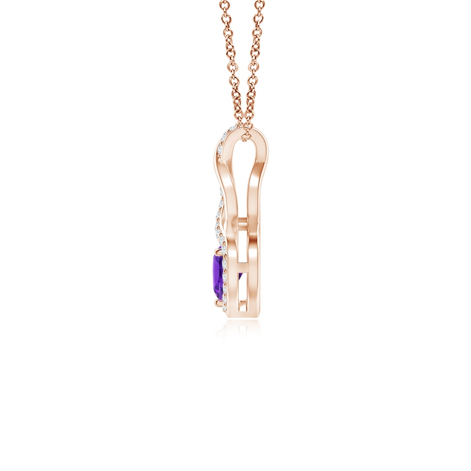 4mm AAAA Heart-Shaped Amethyst Infinity Pendant with Diamond Accents in Rose Gold side 199