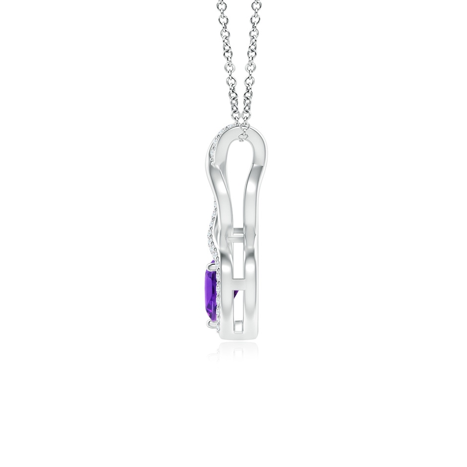 5mm AAAA Heart-Shaped Amethyst Infinity Pendant with Diamond Accents in White Gold side 199