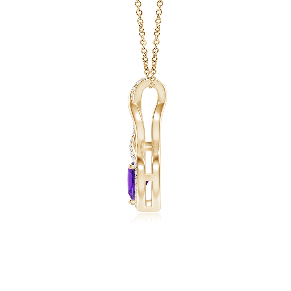 5mm AAAA Heart-Shaped Amethyst Infinity Pendant with Diamond Accents in Yellow Gold side 199