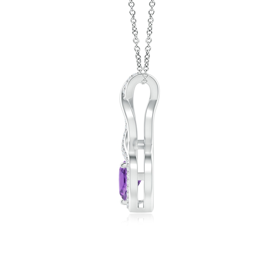6mm A Heart-Shaped Amethyst Infinity Pendant with Diamond Accents in S999 Silver side 199