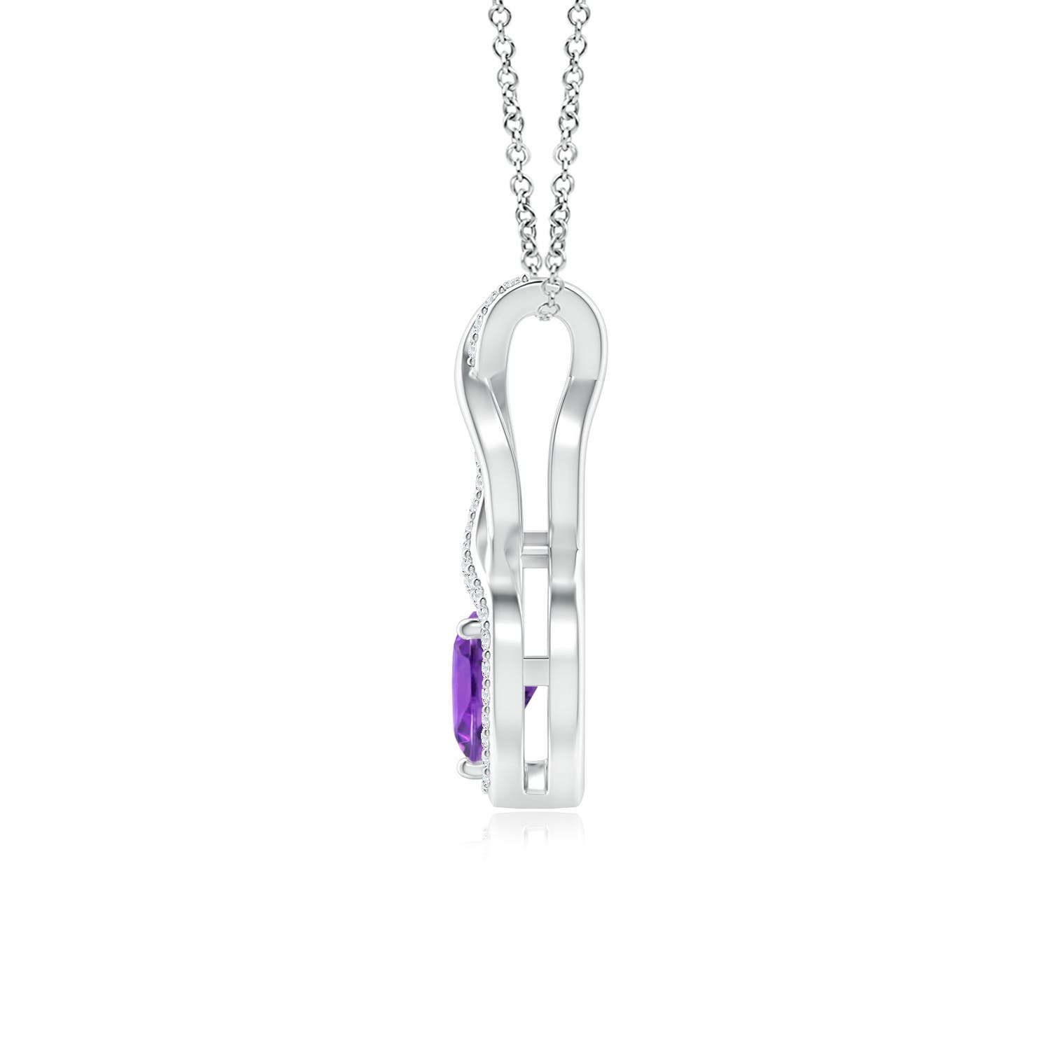 6mm AAA Heart-Shaped Amethyst Infinity Pendant with Diamond Accents in White Gold - side 2