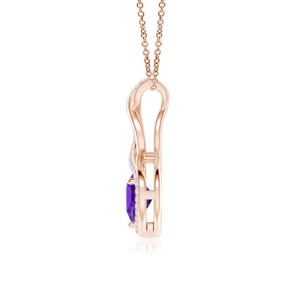 7mm AAAA Heart-Shaped Amethyst Infinity Pendant with Diamond Accents in 18K Rose Gold side 199