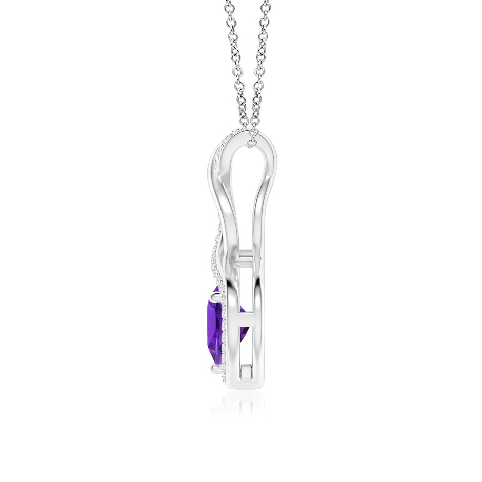 7mm AAAA Heart-Shaped Amethyst Infinity Pendant with Diamond Accents in 18K White Gold side 199