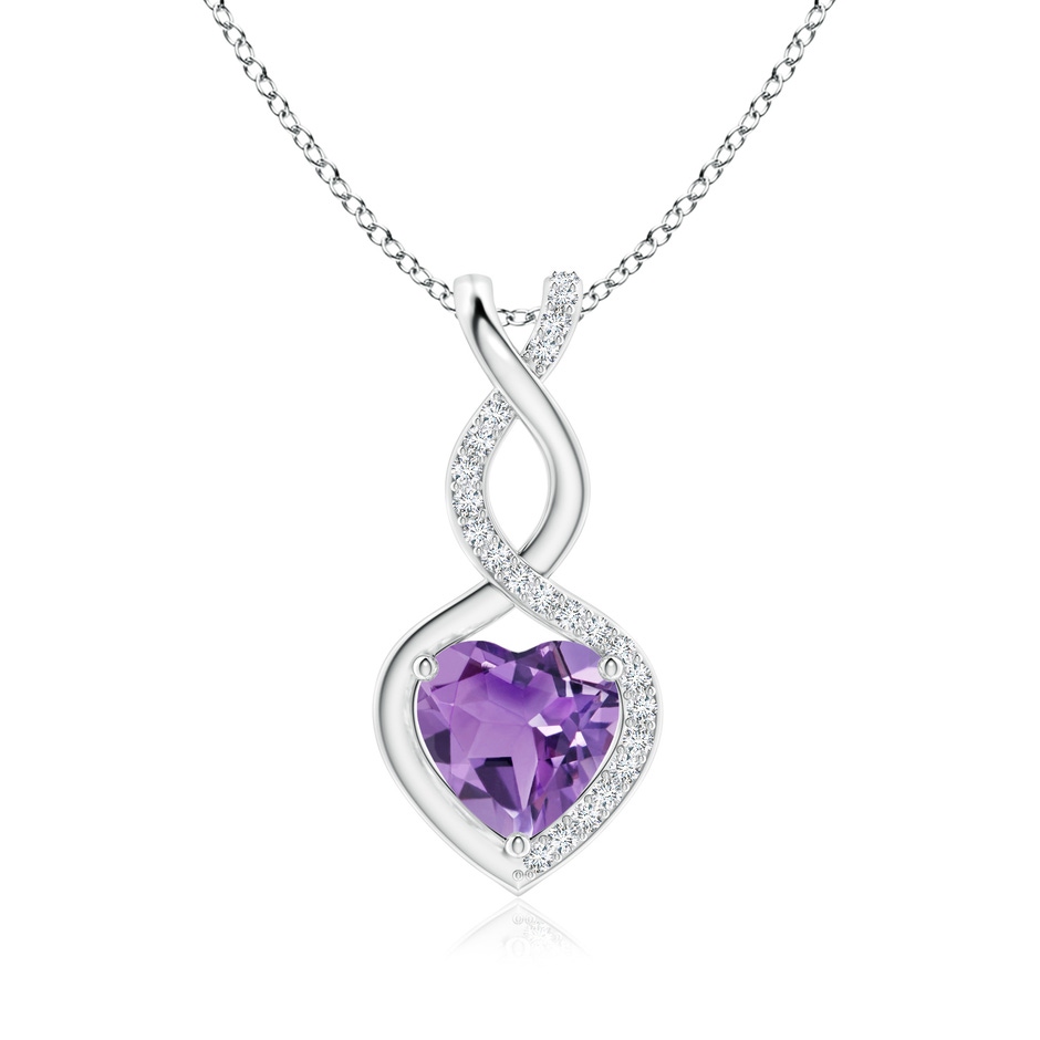 8mm A Heart-Shaped Amethyst Infinity Pendant with Diamond Accents in S999 Silver 