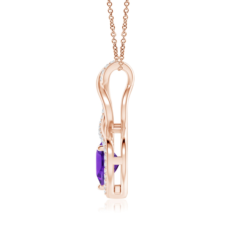 8mm AAAA Heart-Shaped Amethyst Infinity Pendant with Diamond Accents in Rose Gold side 199