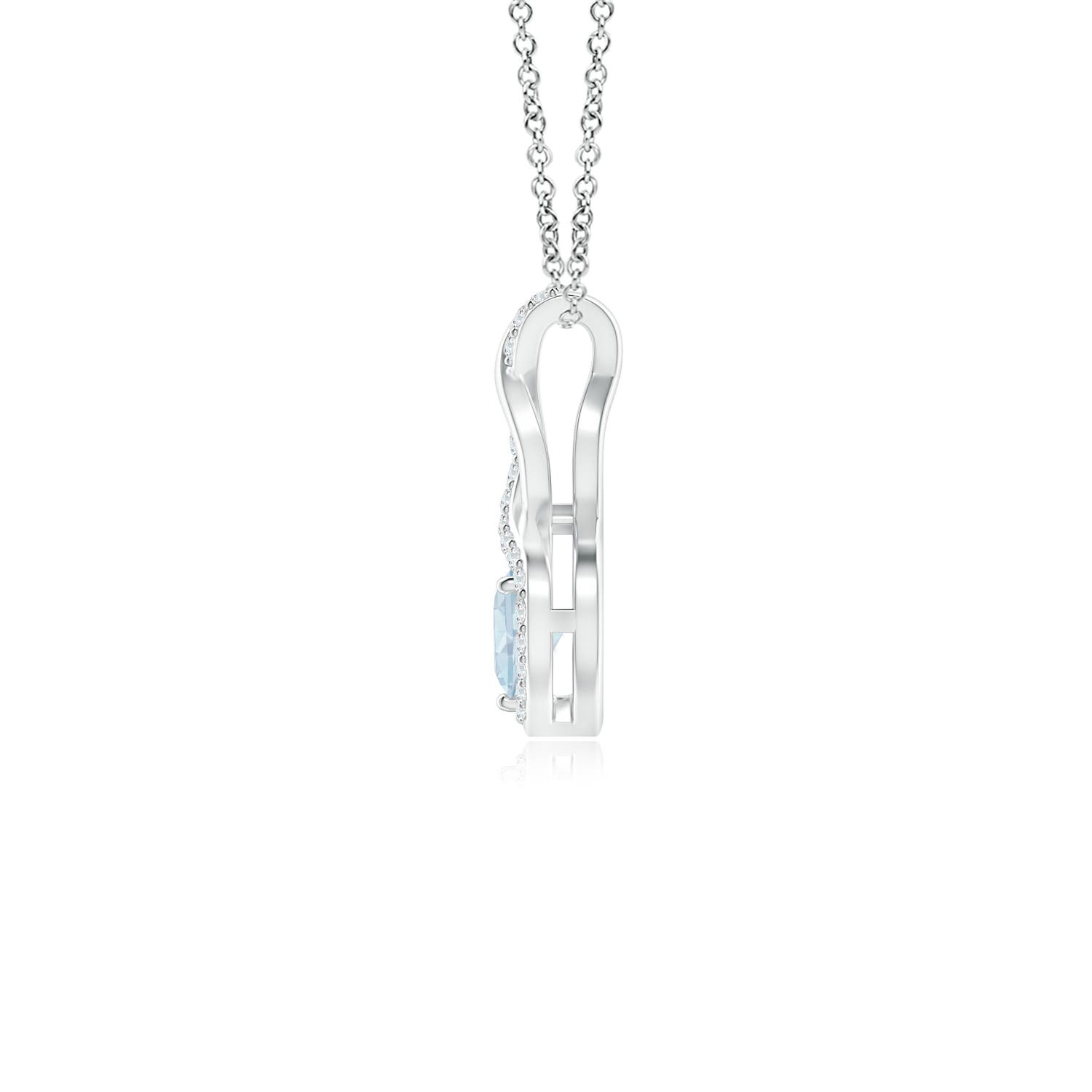 4mm A Heart-Shaped Aquamarine Infinity Pendant with Diamond Accents in P950 Platinum - side 3