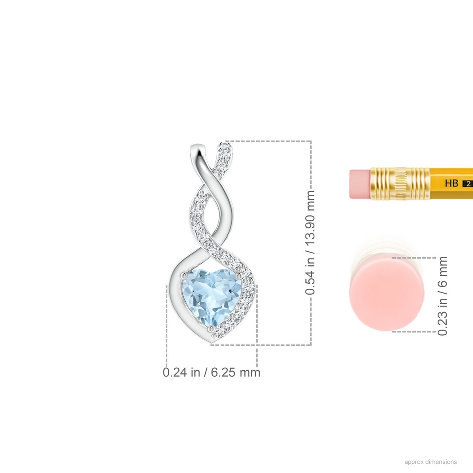 4mm AA Heart-Shaped Aquamarine Infinity Pendant with Diamond Accents in White Gold ruler
