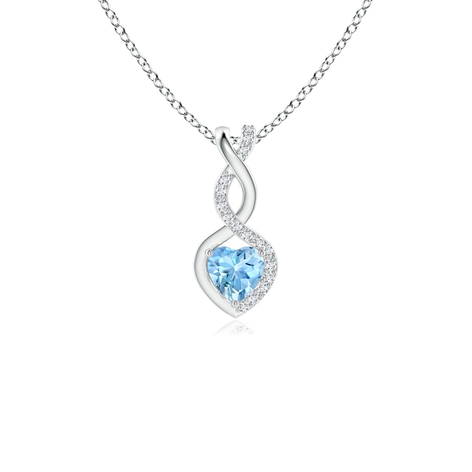 Aquamarine Infinity Heart Pendant with Diamonds | Angara