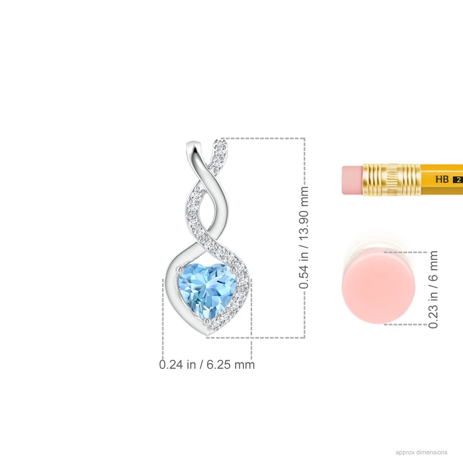 4mm AAAA Heart-Shaped Aquamarine Infinity Pendant with Diamond Accents in White Gold ruler