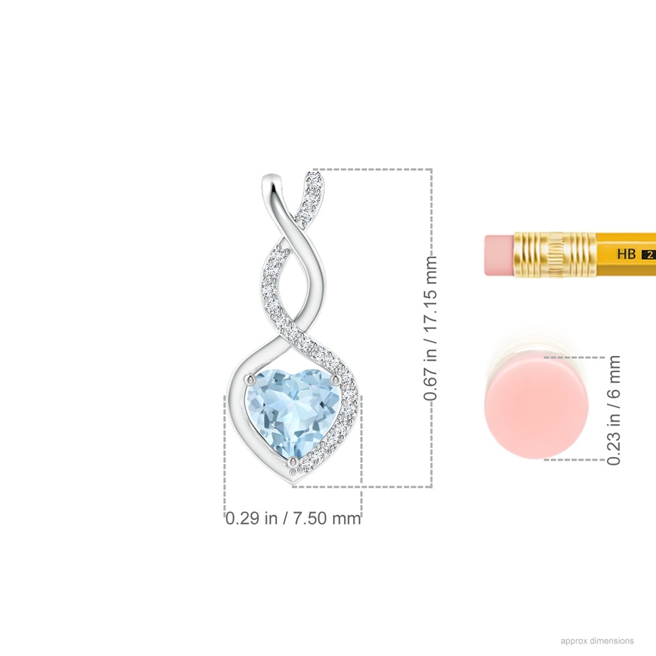 5mm AA Heart-Shaped Aquamarine Infinity Pendant with Diamond Accents in White Gold ruler