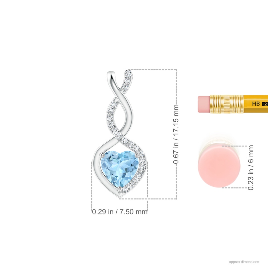 5mm AAA Heart-Shaped Aquamarine Infinity Pendant with Diamond Accents in P950 Platinum ruler