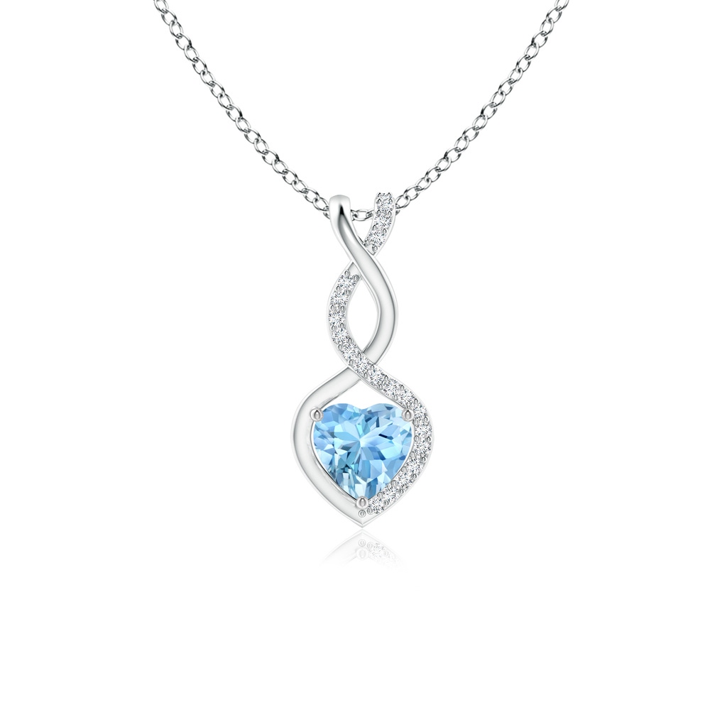 5mm AAAA Heart-Shaped Aquamarine Infinity Pendant with Diamond Accents in P950 Platinum