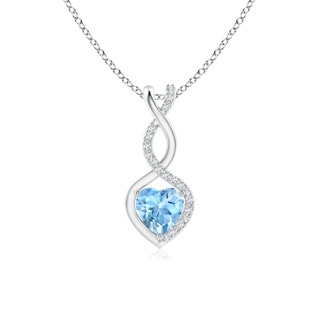 5mm AAAA Aquamarine Infinity Heart Pendant with Diamonds in P950 Platinum