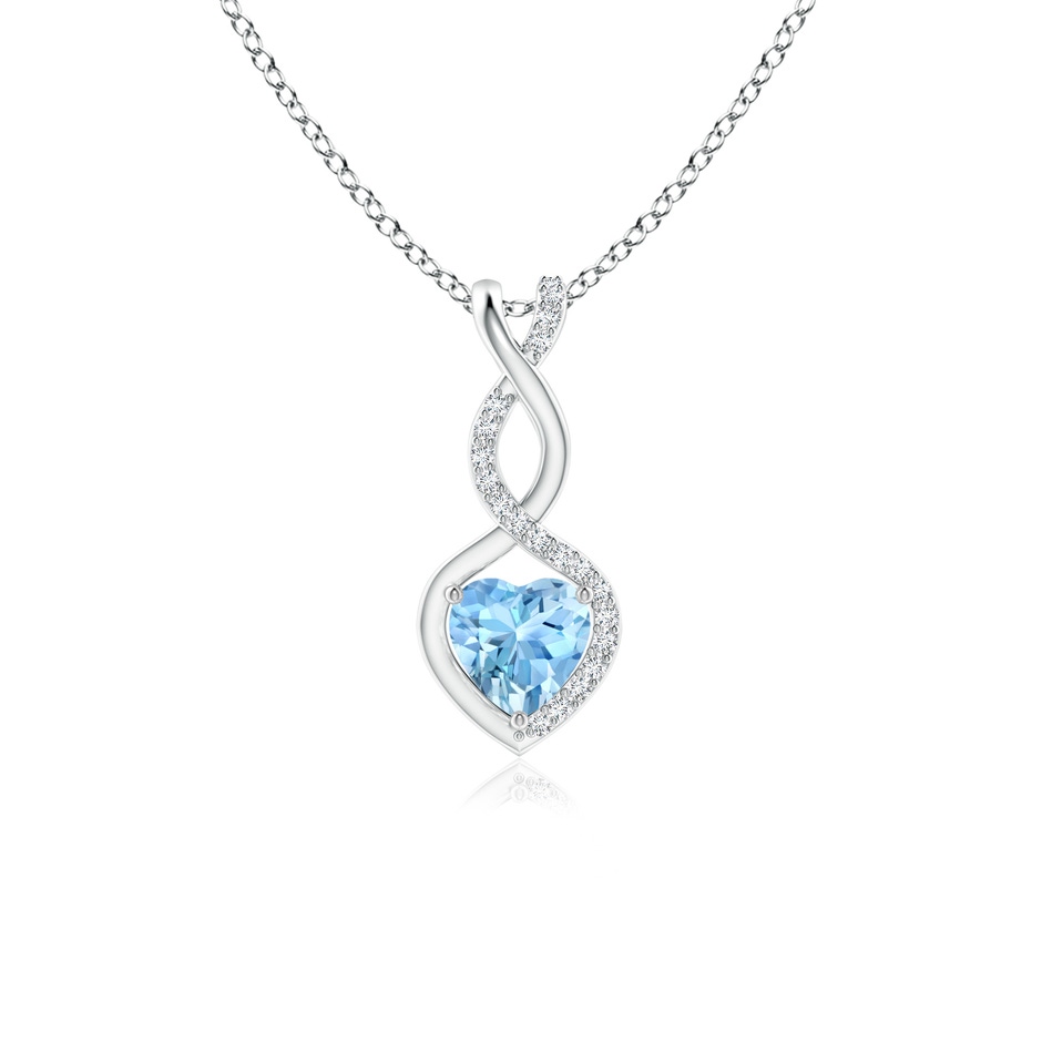5mm AAAA Heart-Shaped Aquamarine Infinity Pendant with Diamond Accents in P950 Platinum 