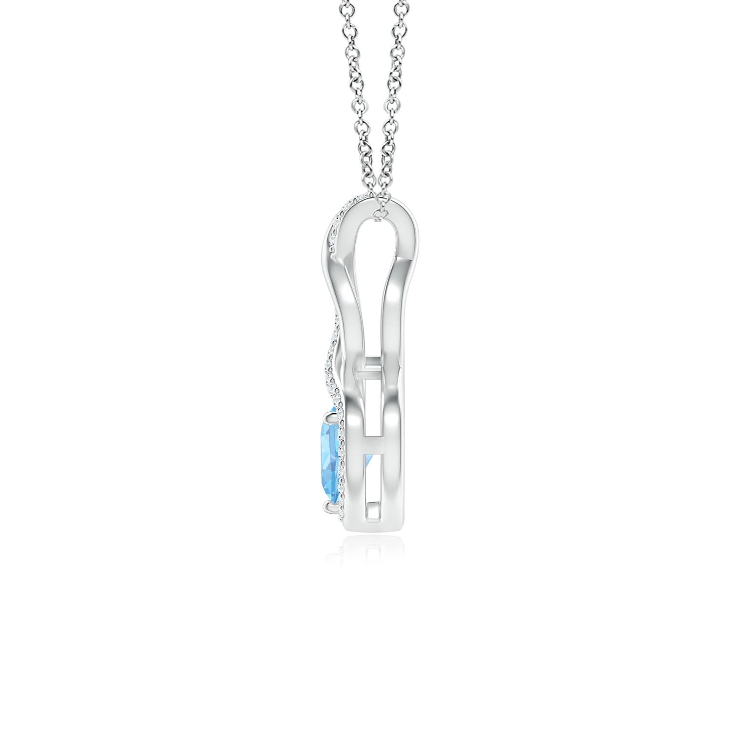 5mm AAAA Heart-Shaped Aquamarine Infinity Pendant with Diamond Accents in White Gold - side 3