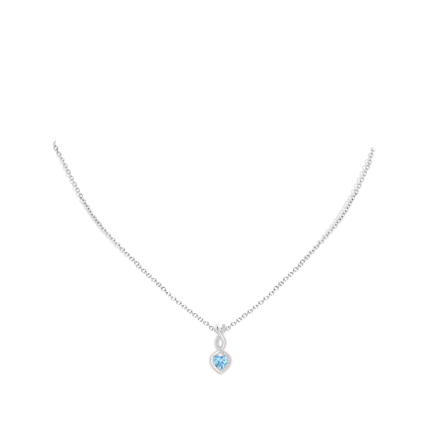 5mm AAAA Heart-Shaped Aquamarine Infinity Pendant with Diamond Accents in White Gold - body_neck