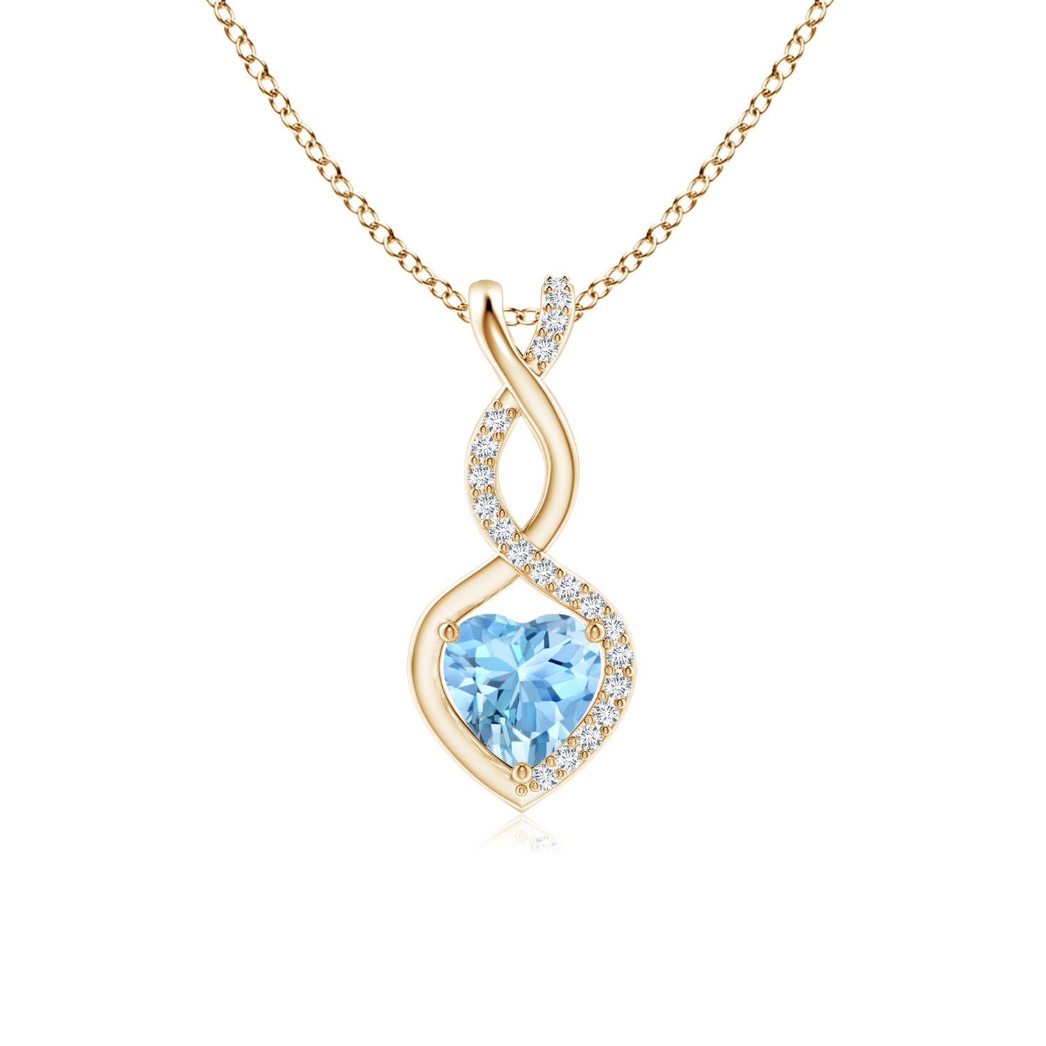 Aquamarine Infinity Heart Pendant with Diamonds