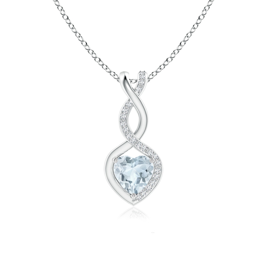6mm A Heart-Shaped Aquamarine Infinity Pendant with Diamond Accents in S999 Silver 
