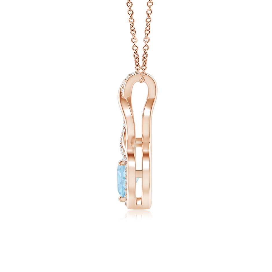 6mm AAA Heart-Shaped Aquamarine Infinity Pendant with Diamond Accents in Rose Gold side 199