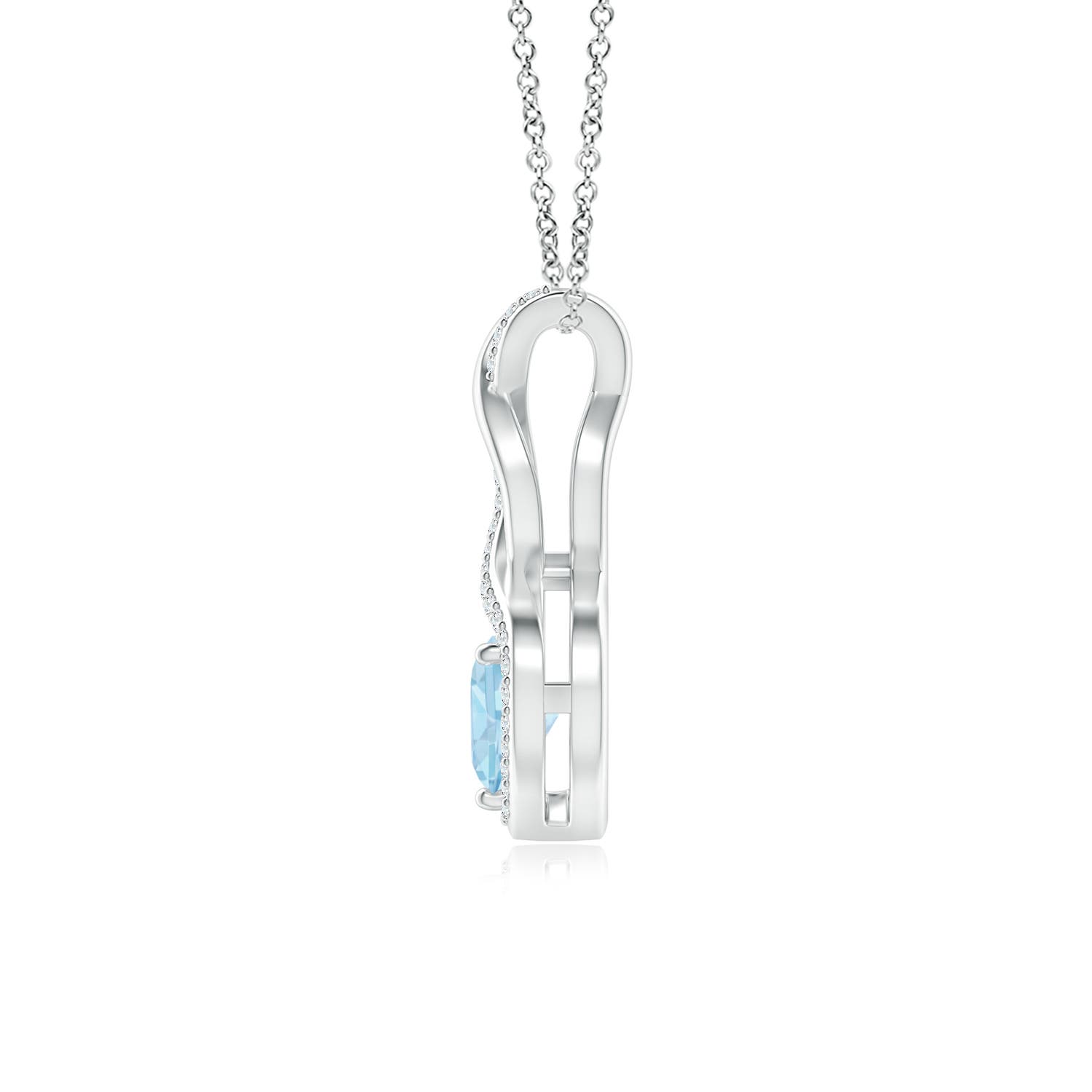 6mm AAA Heart-Shaped Aquamarine Infinity Pendant with Diamond Accents in White Gold
