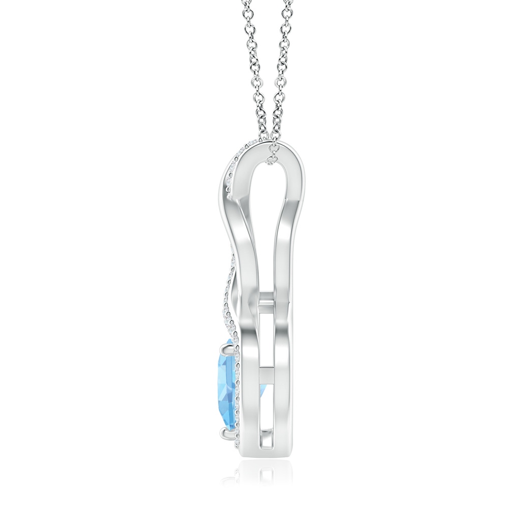 6mm AAAA Aquamarine Infinity Heart Pendant with Diamonds in P950 Platinum Side-1