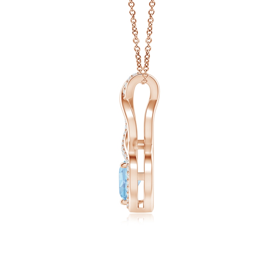 6mm AAAA Heart-Shaped Aquamarine Infinity Pendant with Diamond Accents in Rose Gold side 199