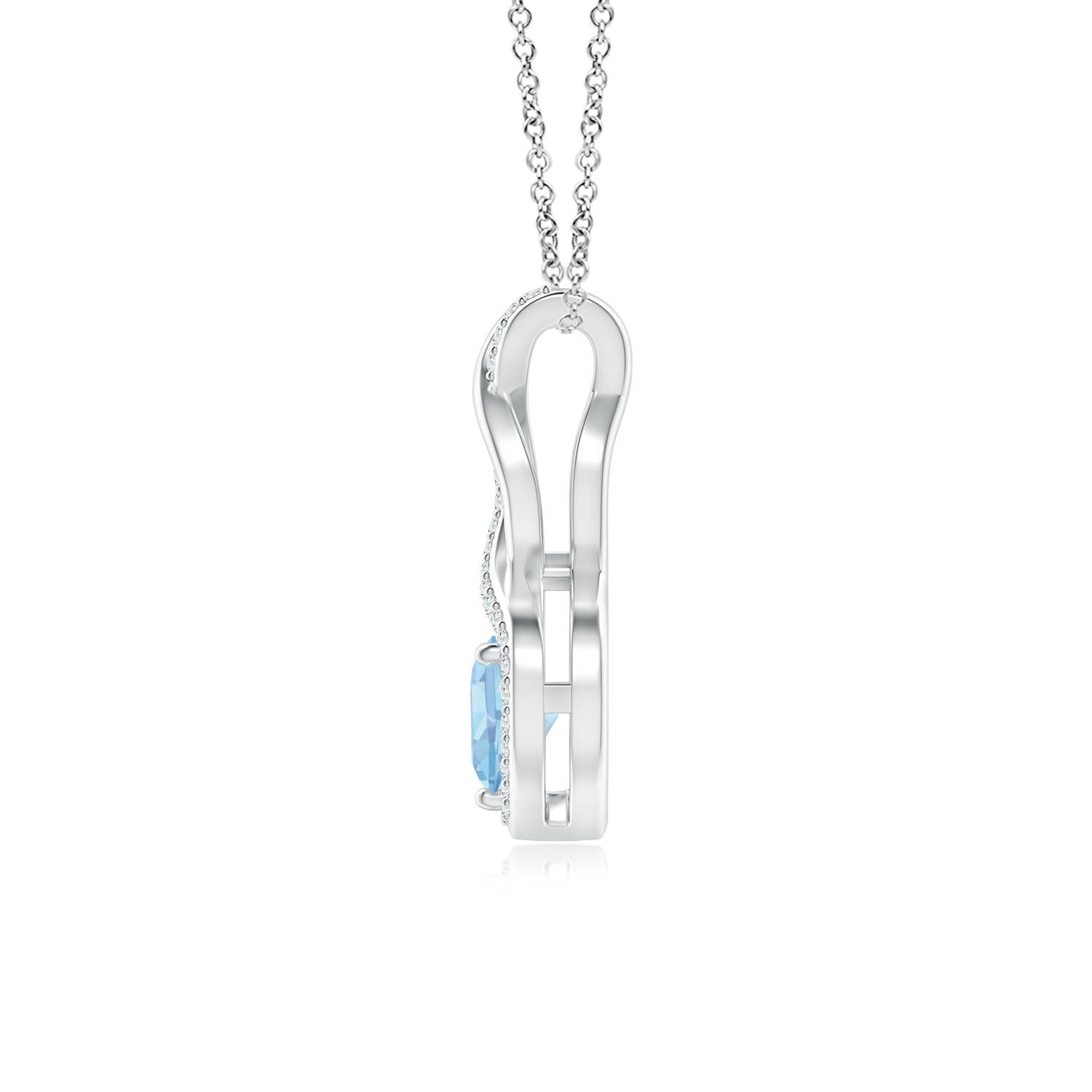 6mm AAAA Heart-Shaped Aquamarine Infinity Pendant with Diamond Accents in White Gold