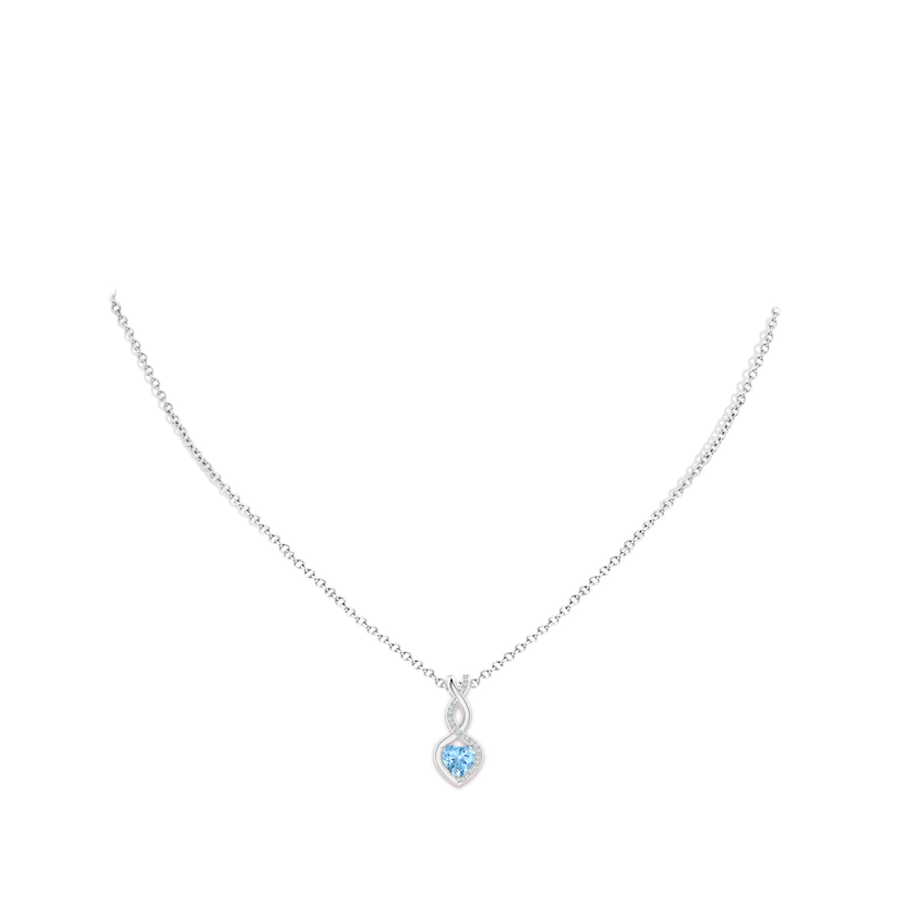 Heart-Shaped Aquamarine Infinity Pendant with Diamond Accents
