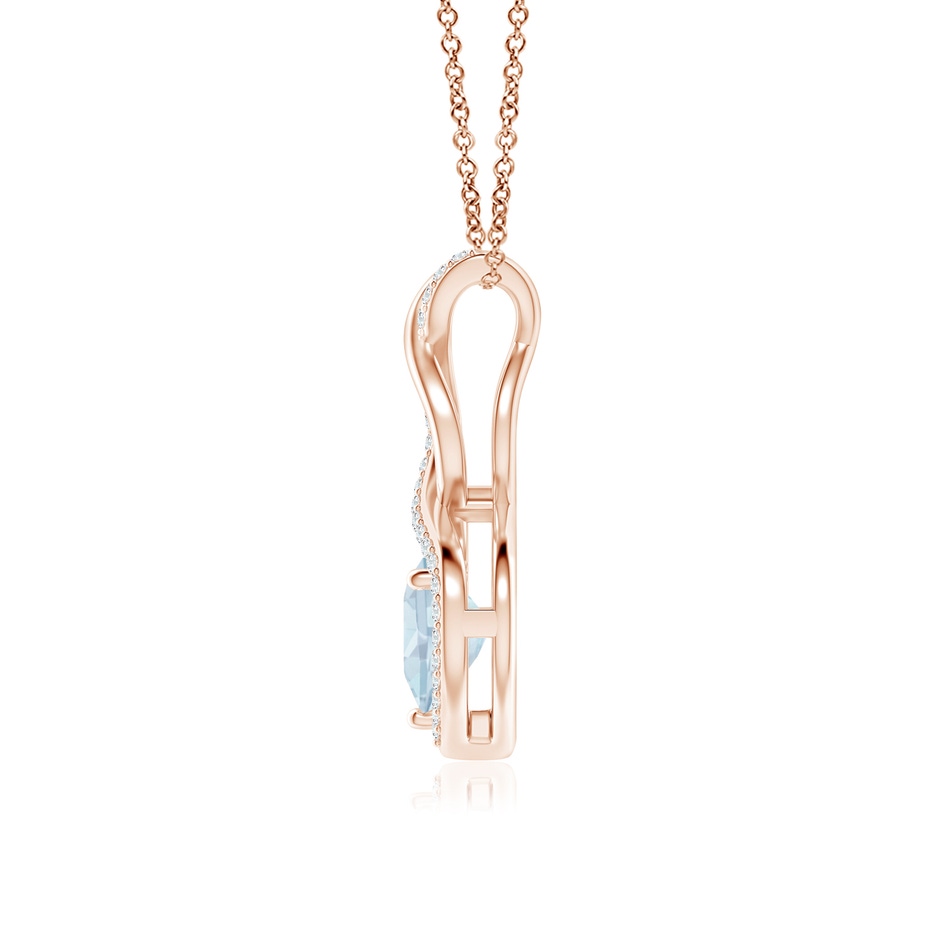 7mm A Heart-Shaped Aquamarine Infinity Pendant with Diamond Accents in Rose Gold side 199