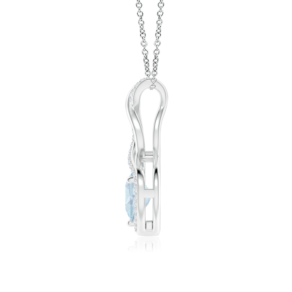 7mm A Heart-Shaped Aquamarine Infinity Pendant with Diamond Accents in S999 Silver side 199