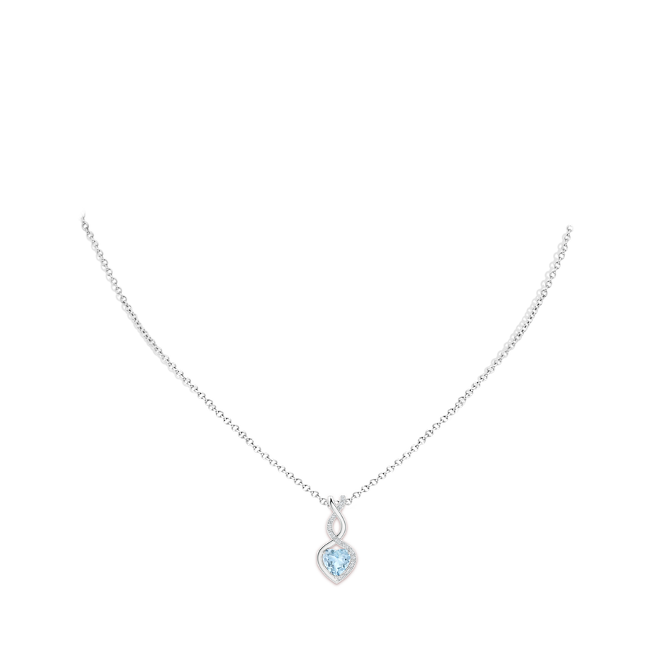 7mm AA Heart-Shaped Aquamarine Infinity Pendant with Diamond Accents in White Gold pen