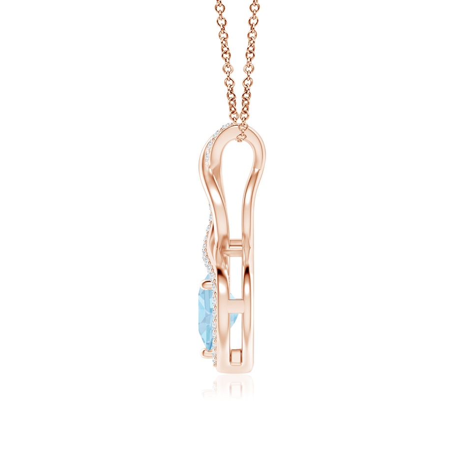 7mm AAA Heart-Shaped Aquamarine Infinity Pendant with Diamond Accents in Rose Gold side 199
