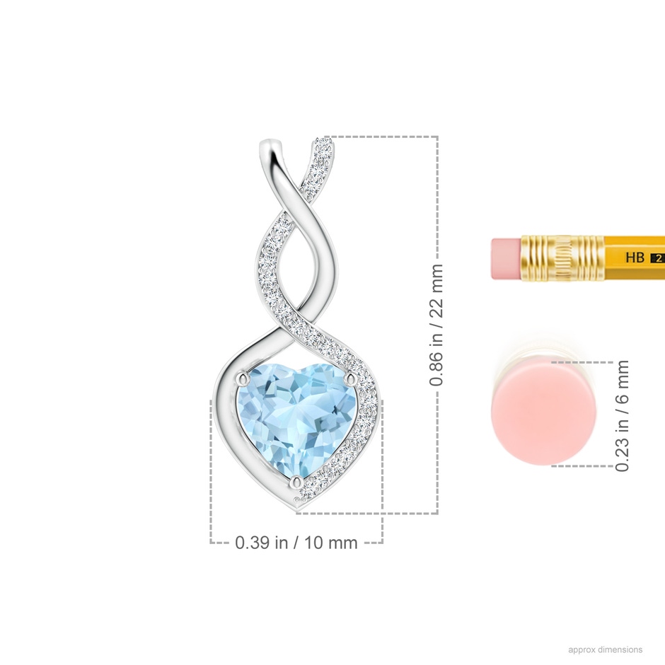 7mm AAA Heart-Shaped Aquamarine Infinity Pendant with Diamond Accents in White Gold ruler