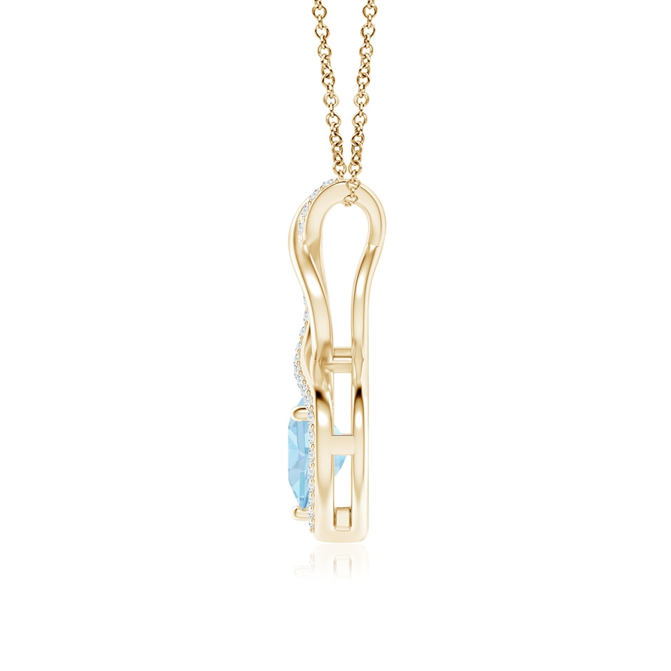 7mm AAA Heart-Shaped Aquamarine Infinity Pendant with Diamond Accents in Yellow Gold side 199