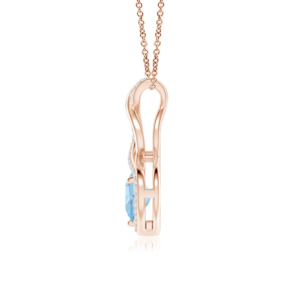 7mm AAAA Heart-Shaped Aquamarine Infinity Pendant with Diamond Accents in Rose Gold side 199