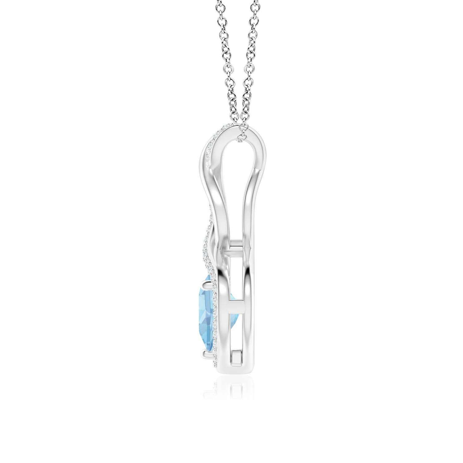 7mm AAAA Heart-Shaped Aquamarine Infinity Pendant with Diamond Accents in White Gold