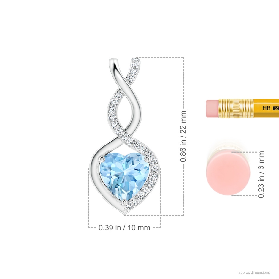 7mm AAAA Heart-Shaped Aquamarine Infinity Pendant with Diamond Accents in White Gold ruler