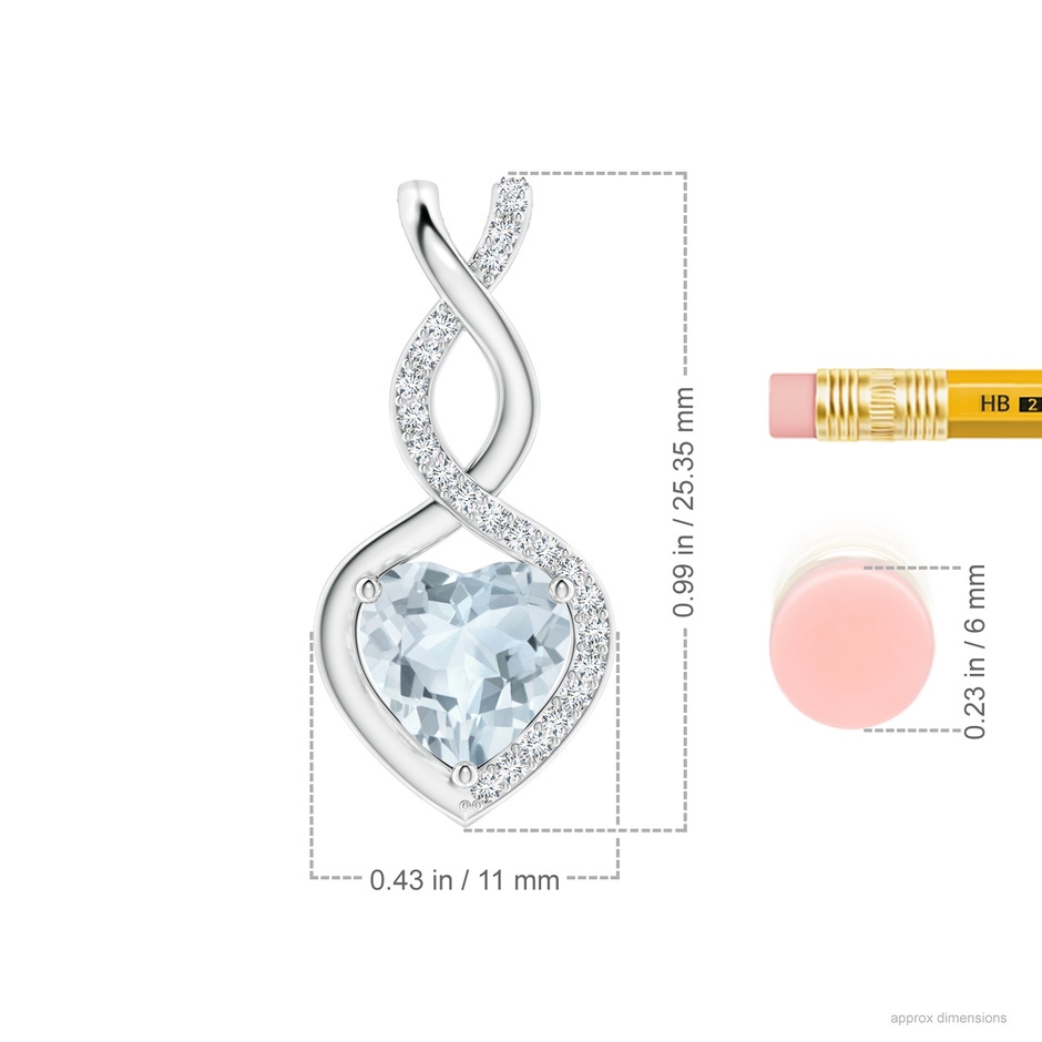 8mm A Heart-Shaped Aquamarine Infinity Pendant with Diamond Accents in White Gold ruler