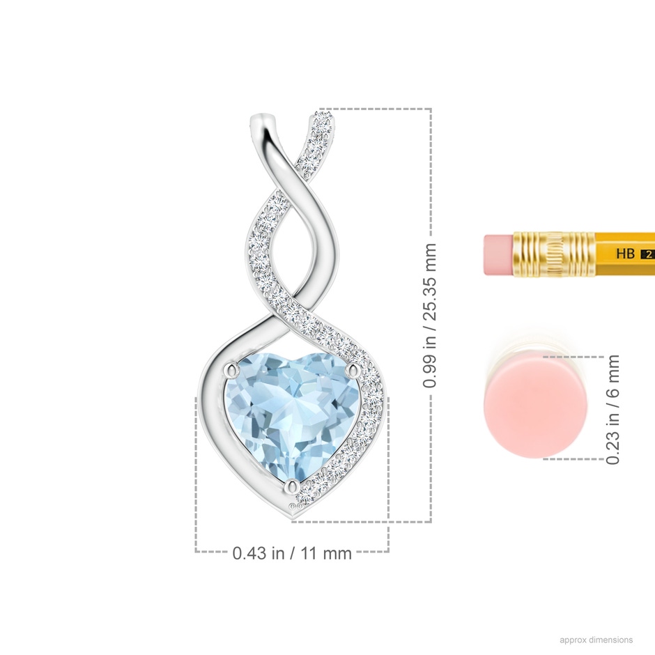8mm AA Heart-Shaped Aquamarine Infinity Pendant with Diamond Accents in White Gold ruler