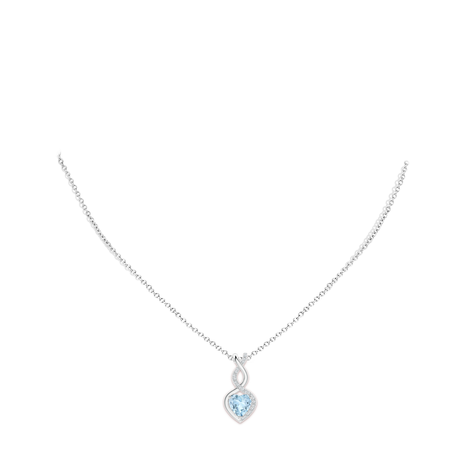 8mm AA Heart-Shaped Aquamarine Infinity Pendant with Diamond Accents in White Gold pen