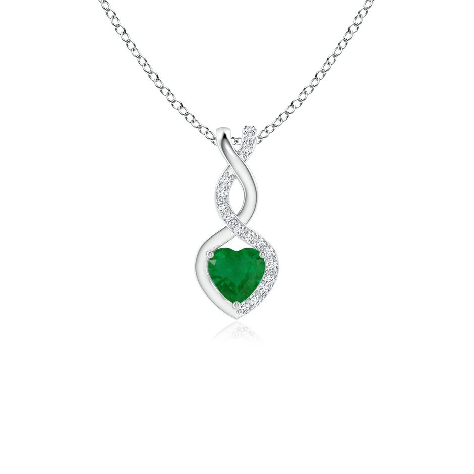 4mm A Heart-Shaped Emerald Infinity Pendant with Diamond Accents in P950 Platinum 