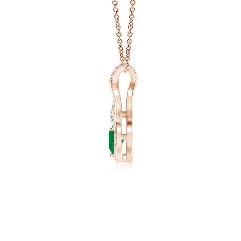 4mm AA Heart-Shaped Emerald Infinity Pendant with Diamond Accents in Rose Gold side 199