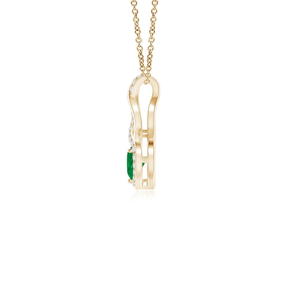 4mm AA Heart-Shaped Emerald Infinity Pendant with Diamond Accents in Yellow Gold side 199