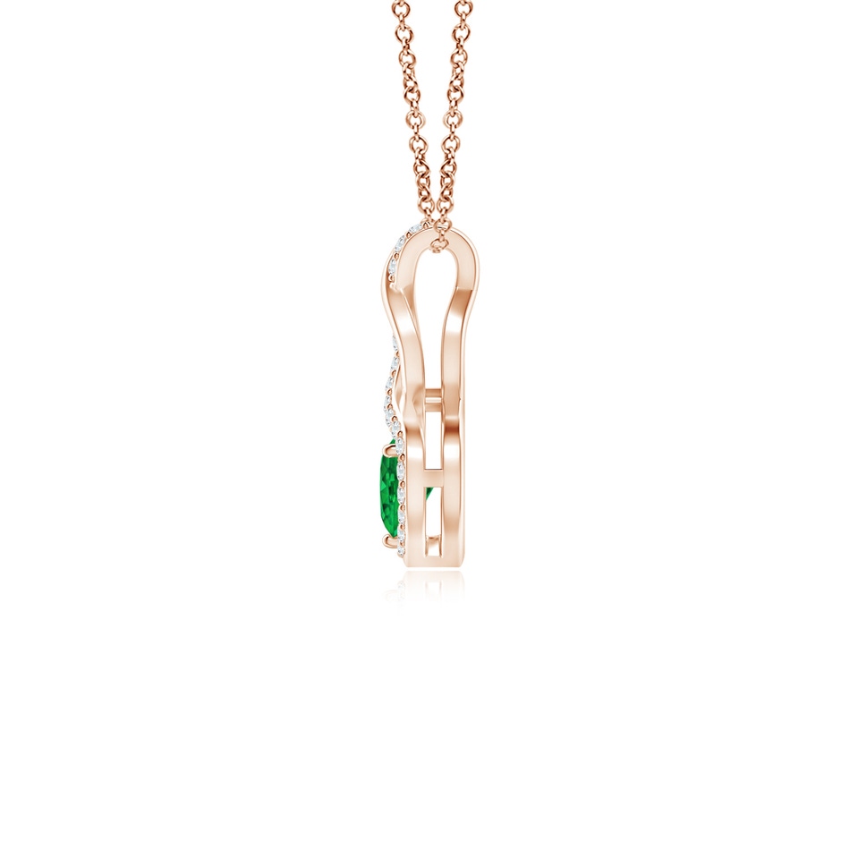 4mm AAAA Heart-Shaped Emerald Infinity Pendant with Diamond Accents in Rose Gold side 199