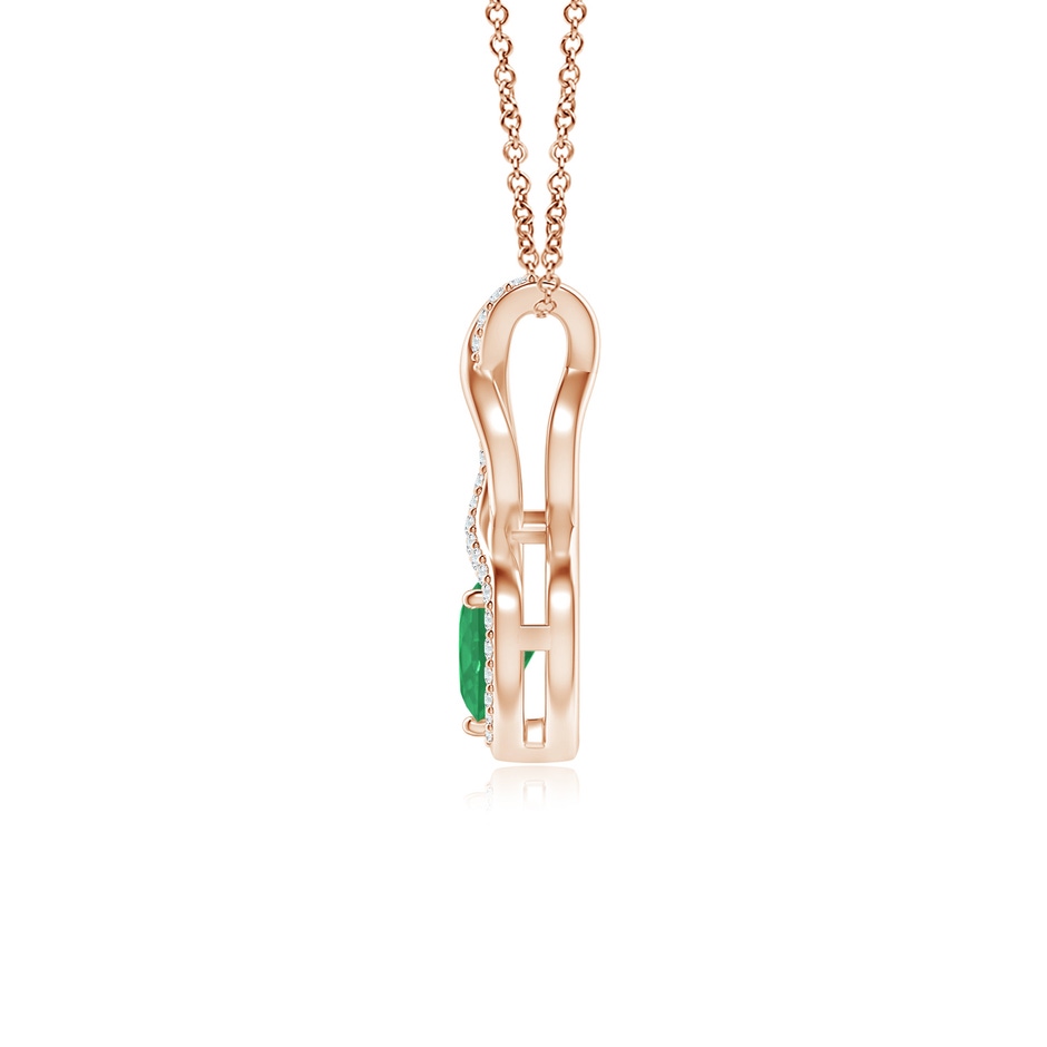 5mm A Heart-Shaped Emerald Infinity Pendant with Diamond Accents in Rose Gold side 199